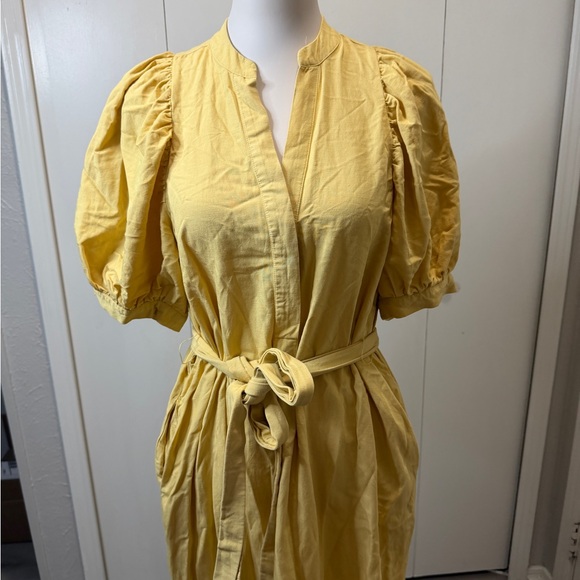 Ann Taylor Yellow Midi Dress with Bow - Picture 4 of 9